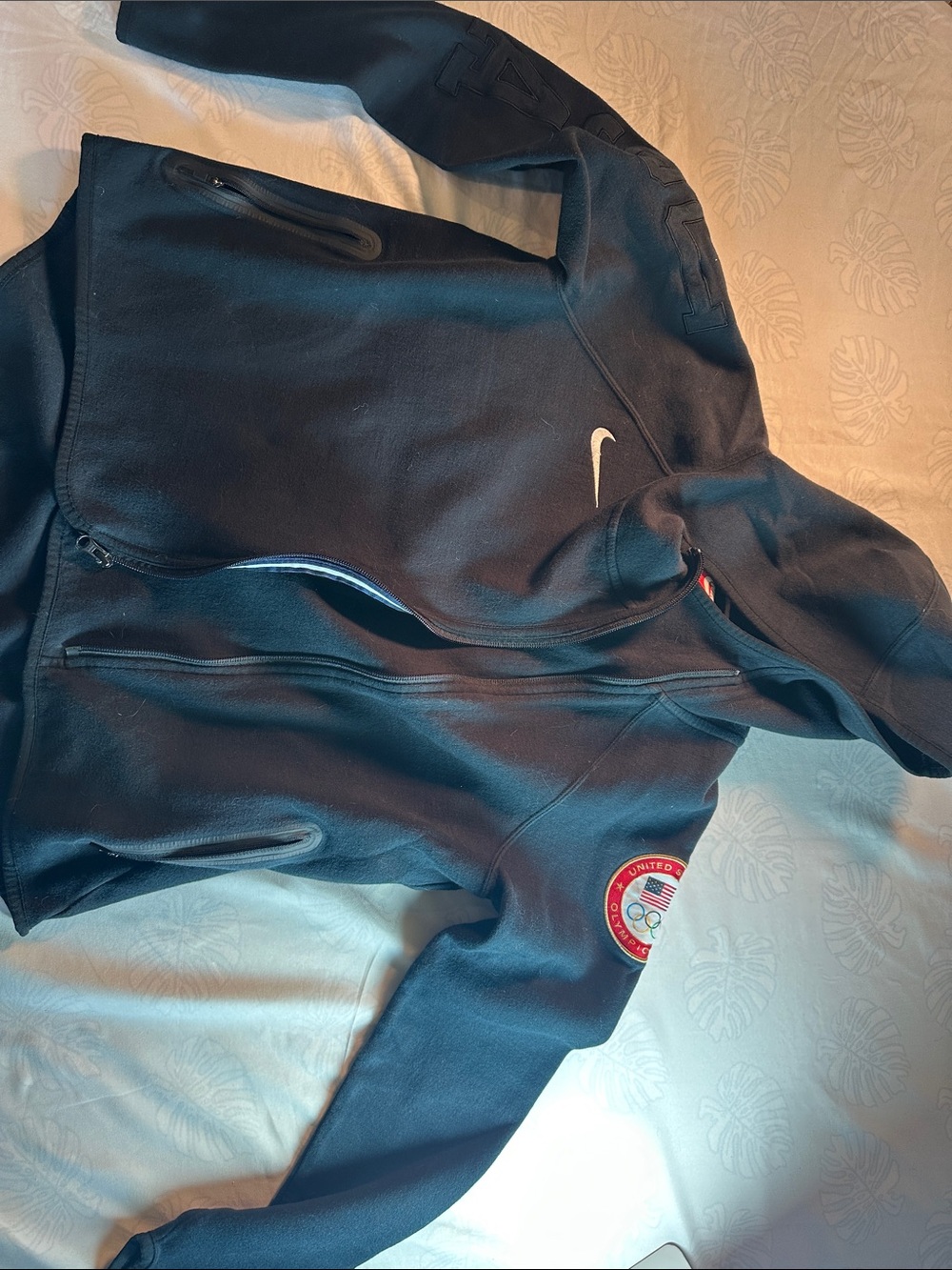 Nike Navy Hooded Full-Zip Jacket with USA Patch